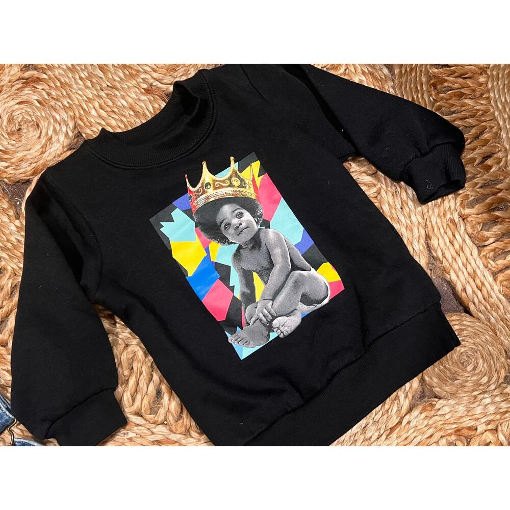 Boys Streetwear Bundle Biggie Smalls Sweatshirt Denim skinny Ovaralls 12 Months - Picture 4 of 6